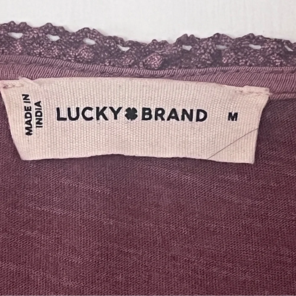 Lucky Brand Dusty Rose Eyelet Peasant Top Medium - Picture 7 of 9